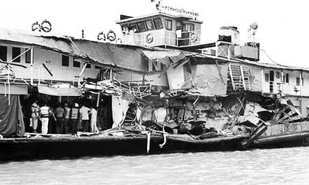 A Dhaka-bound launch, Surovi-7, crashed into steamer 
