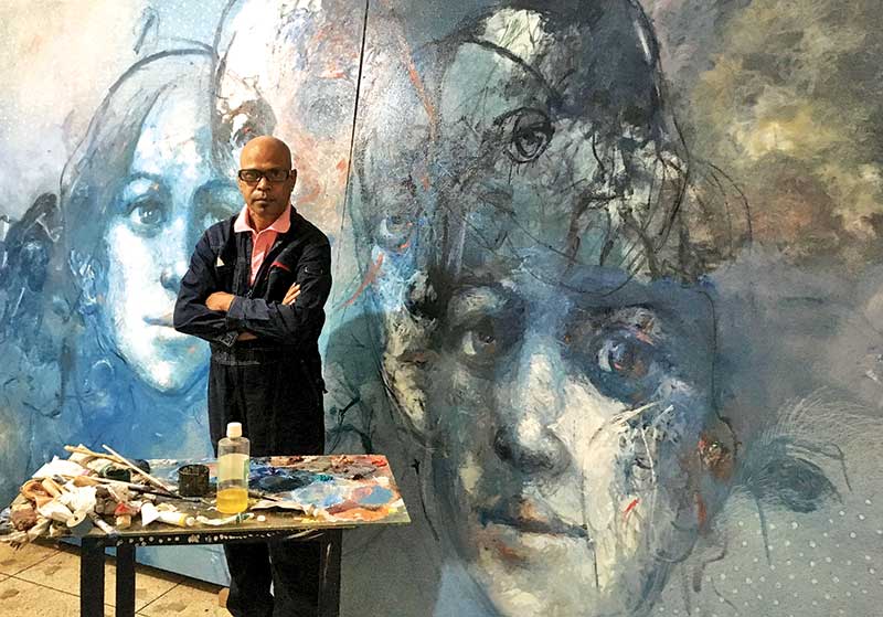 Celebrated artist Mohammad Iqbal at his studio