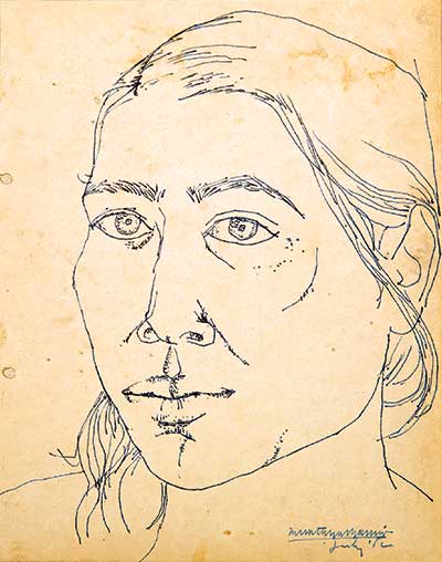 Drawing-1                          Pen and Ink on paper                       1962 Dhaka 