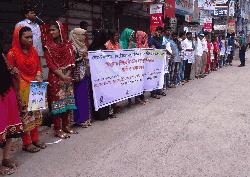 ACD forms human chains against sexual harassment 
