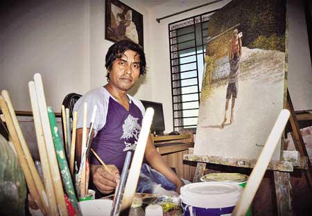 The artist at his atelier