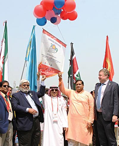 State Minister for Youth and Sports Zahid Ahsan Russel inaugurating the third edition of World Ranking Archery as chief guest along with ISSF Secretary General Mohammed SM Algarnas and others at the Shaheed Ahsan Ullah Master Stadium in Tongi, Gazipur on Saturday.   