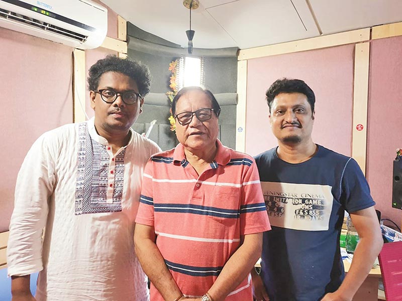 Filmmaker Nishith Surjo, Rathindranath Roy and music arranger Musfiq Litu