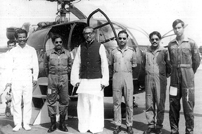 Father of the Nation Bangabandhu Sheikh Mujibur Rahman is seen with Squadron Leader Sultan Mahmud, Flying Officer Badrul Alam and other BAF members in front of Alouette-3 helicopter.