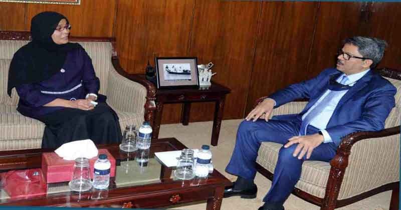 Malaysian High Commissioner to Bangladesh Hazanah Md Hasim calls on State Minister for Foreign Affairs Md Shahriar Alam at the latter's office in Dhaka on Friday.  
