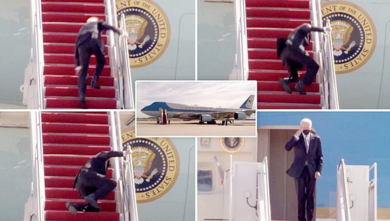 Biden falls three times on stairs of Air Force One
