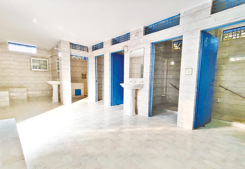 The photo shows Shaherbati High School with wash facilities.	photo: observer