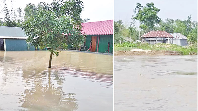 A view of flooded villages in Chakrajapur Union under Bagha Upazila.	photo: observer