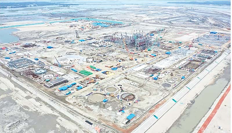 Bird's eye view of the construction site of power block at Matarbari