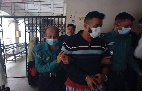 Iftekhar Abedin, husband of slain Ilma Chowdhury Meghla, being produced before court on Wednesday afternoon.