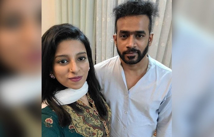 Ilma Chowdhury Meghla, a student of the Department of Dance of Dhaka University, with her husband Iftekhar Abedin
