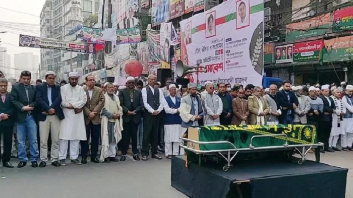 The namaj-e-janaza of BNP vice-chairman Khondker Mahbub Hossain was held on Sunday (January 1, 2023) morning in front of the party's central office at Naya Paltan in the capital.