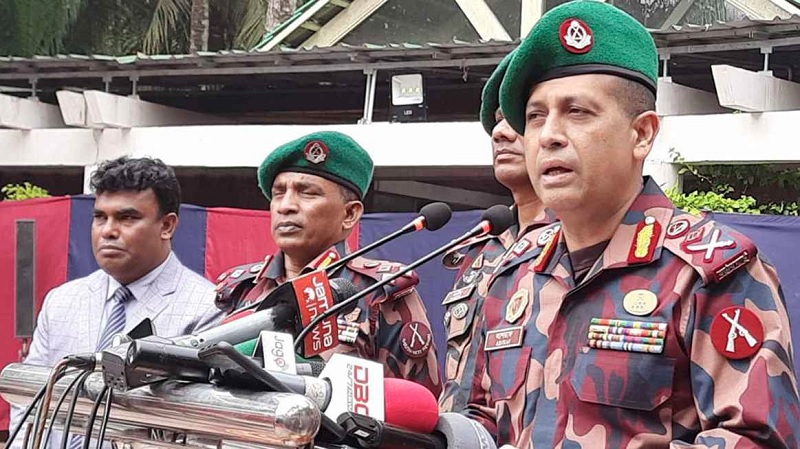 Newly appointed Border Guard Bangladesh (BGB) Director General Major General Mohammad Ashrafuzzaman Siddiqui speaks to local correspondents after paying respects at the mausoleum of Father of the Nation Bangabandhu Sheikh Mujibur Rahman at Tungipara in Gopalganj district early Tuesday (February 6) afternoon.