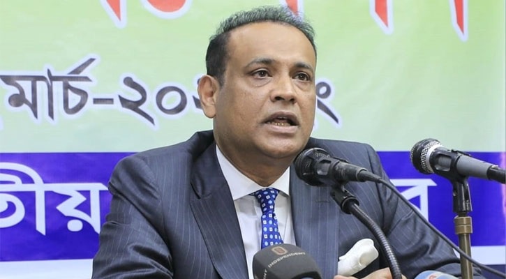 Ruling Awami League lawmaker and former land minister Saifuzzaman Chowdhury Javed speaks at a press conference at National Press Club in Dhaka on Saturday (March 2, 2024)