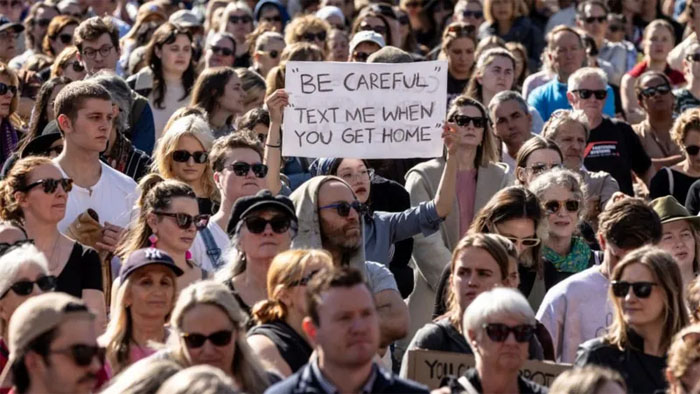  Large numbers of people demonstrated in Melbourne. Getty Images