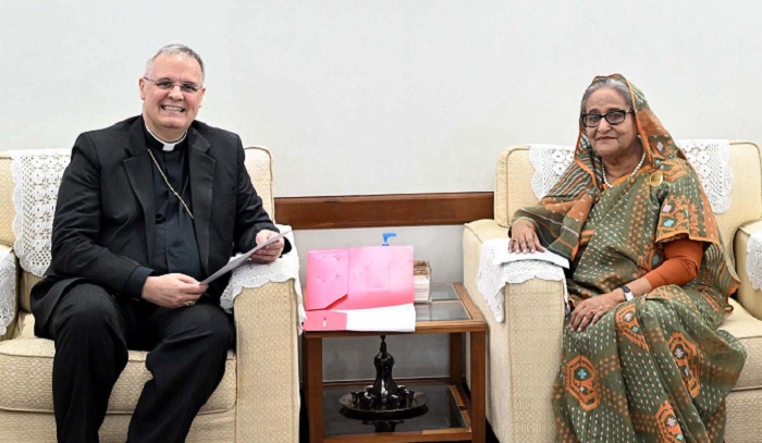 Archbishop Kevin S. Randall, Apostolic Nuncio of the Holy See to Bangladesh, called on Prime Minister Sheikh Hasina at her official residence Ganabhaban in Dhaka on Sunday (May 12).