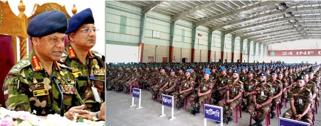 Outgoing Chief of Army Staff General SM Shafiuddin Ahmed speaks at a farewell parade at the East Bengal Regimental Centre at Chattogram Cantonment on Sunday 