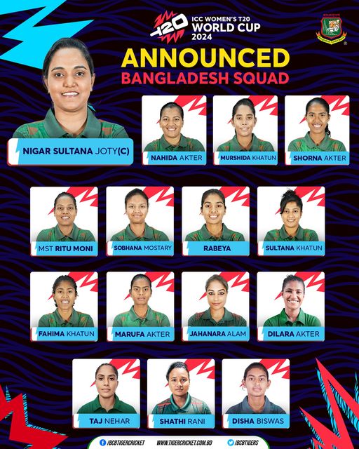 Announced Bangladesh Women's squad for upcoming World Cup-2024. Photo: BCB