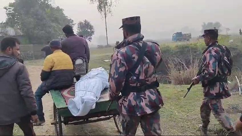 Indian Border Security Forces returns Anwar Hossain's body to the Border Guard of Bangladesh after a flag meeting between the two sides on Friday afternoon