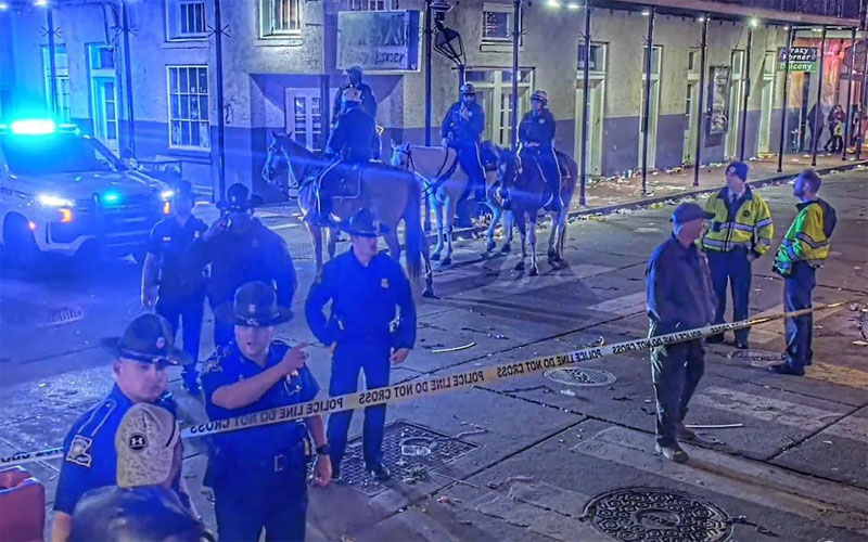 10 dead, 30 hurt after car plows into a crowd in US New Orleans
