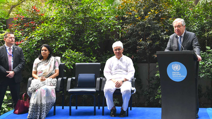 United Nations Secretary General António Guterres spoke during an event at the new UN building in Gulshan on Saturday morning. Photo: PID