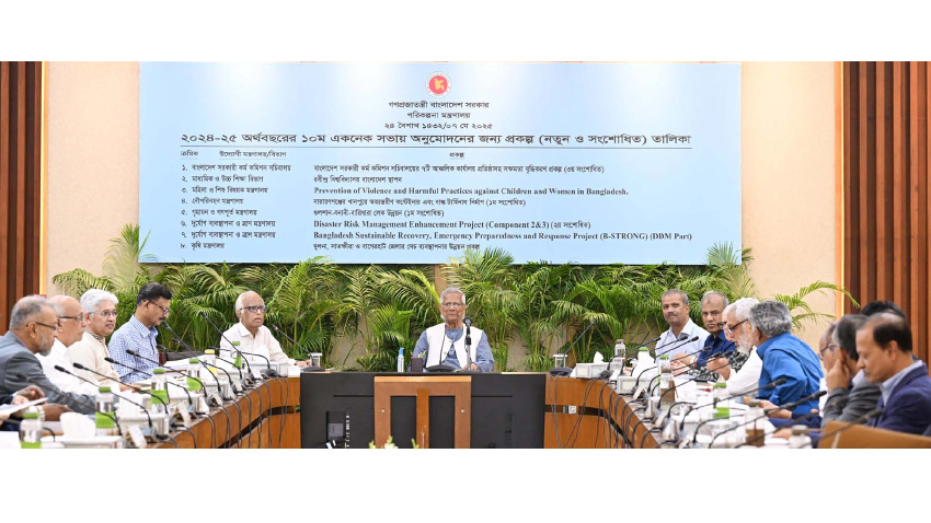 The 10th meeting of the ECNEC this year was held on Wednesday in the capital, chaired by ECNEC Chairperson and Chief Adviser Professor Dr. Muhammad Yunus. Photo: PID