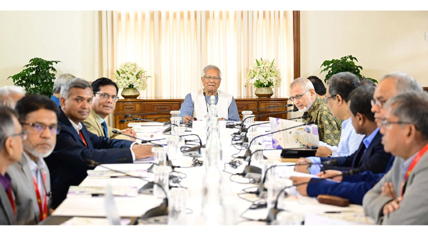  Chief Adviser Professor Muhammad Yunus on Sunday called a meeting with the LDC Graduation Committee at the State Guest House Jamuna. Photo: PID