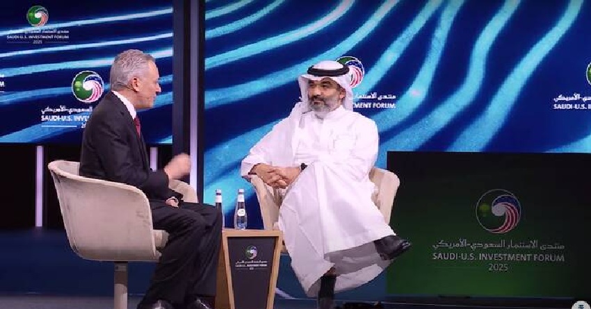 Saudi Minister of Information and Communications Technology Abdullah Alswaha and David Sacks, a Silicon Valley veteran. Photo: Screengrab.