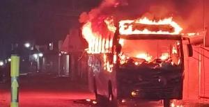 One killed as miscreants torch bus in M'singh