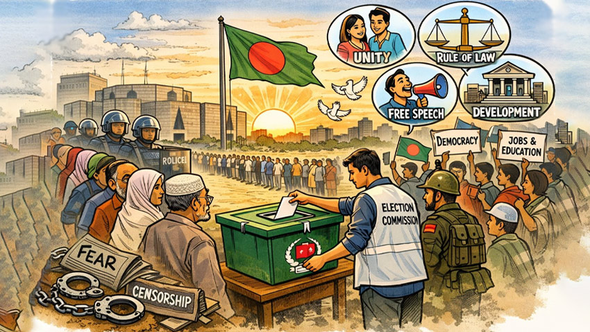 নির্বাচনী প্রহরে উত্তেজনা: ঢাকা-১৫তে ভাঙচুর, জয়পুরহাটে সংঘর্ষ, সাতক্ষীরায় জাল সেনা আটক