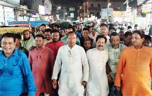Lalmohan BNP holds procession welcoming Major Hafiz as Speaker 