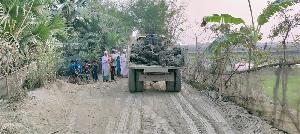 Heavy vehicles of brick kilns destroying Paikgachha roads 