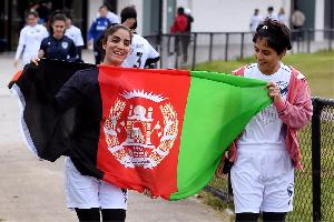 Afghan women footballers celebrate 'historic moment'