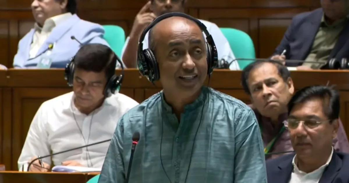 Law Minister Asaduzzaman is seen speaking in Parliament on Sunday. Photo: Collected