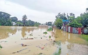 Continuous rainfall floods low-lying areas in Rangamati District
