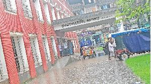 Rain leaves Char Fasson court premises under water
