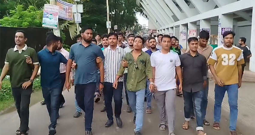 Chhatra Dal rally in Char Fasson over alleged irregularities in Family Card census recruitment