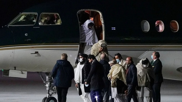 Taliban representatives arrive in Gardermoen, Norway, on 22 January