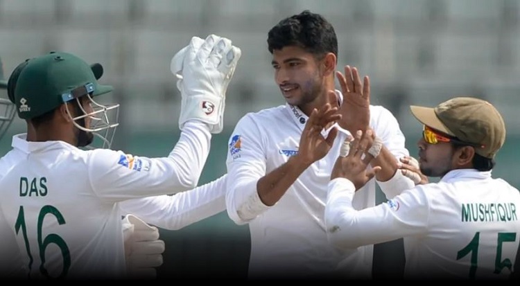 Nayeem's career-best bowling dismisses Sri Lanka for 397