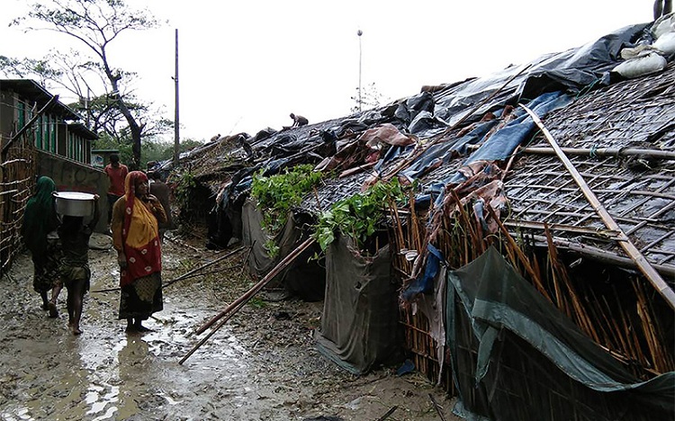 Rohingya refugees in their camps at Kutupalong in Cox's Bazar of Bangladesh during the monsoon