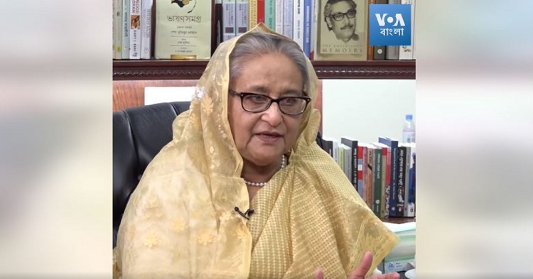  Prime Minister Sheikh Hasina talks during an interview with Voice of America Bengali Service in Washington DC