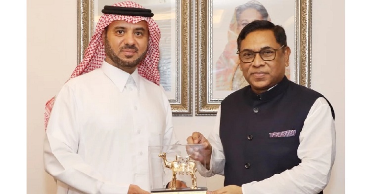  Saudi Arabian Ambassador to Bangladesh Issa Bin Youssef Al-Dahilan calls on State Minister for Power, Energy and Mineral Resources Nasrul Hamid at his office in the ministry on Thursday.