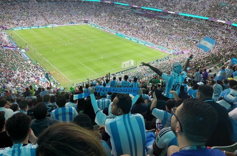 Argentina fans rejoice after Messi’s goal [Teo Kermeliotis/Al Jazeera]